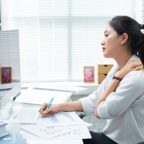 Asian women Aches from working She felt like relaxing