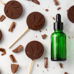 Cannabis chocolate lollipops made with CBD infused tincture