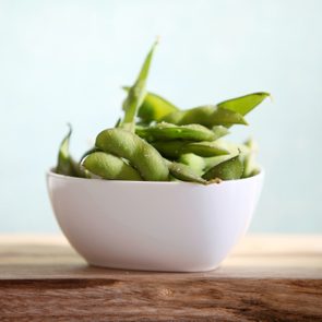 Edamame in a white dish