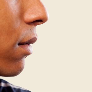 close up of man's nose and mouth