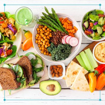 a table filled with healthy food options