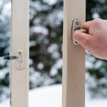 Hand Of Man Opens A Wooden Windows